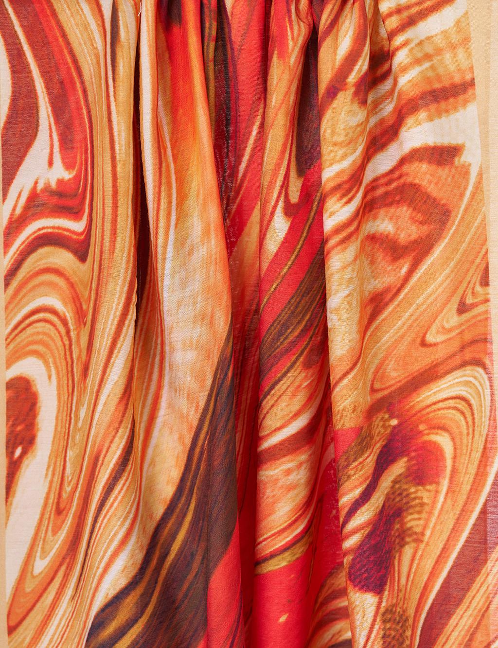 Fırça Desen Şal Kırmızı 