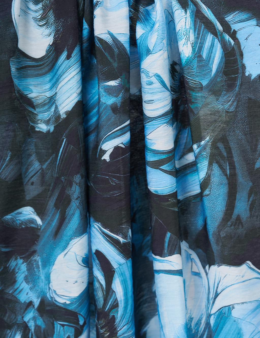 Floral Viscose Shawl in Blue