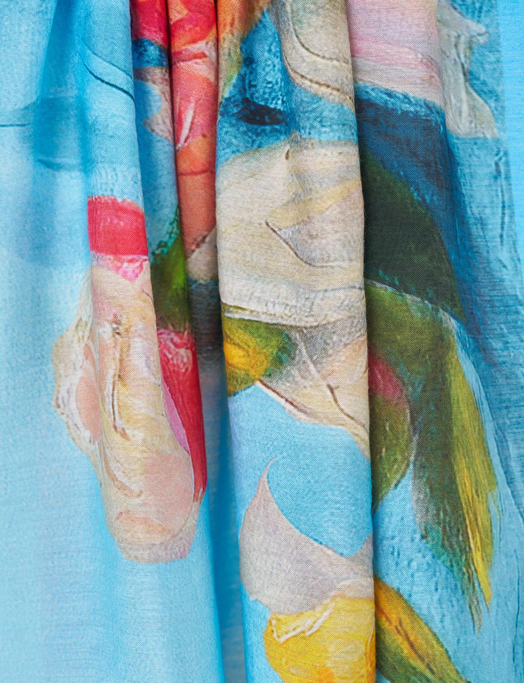 Watercolor Viscose Shawl in Blue