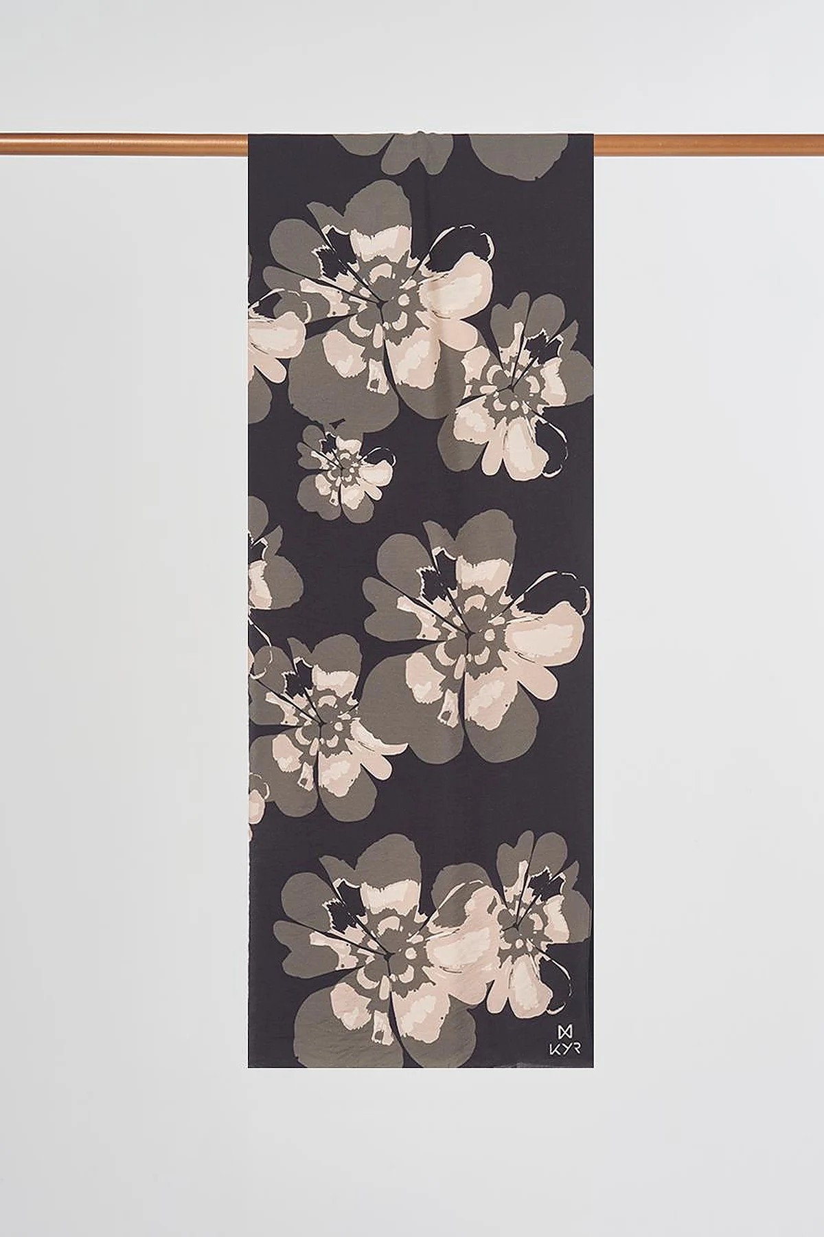 Multi-Floral Viscose Shawl in Black