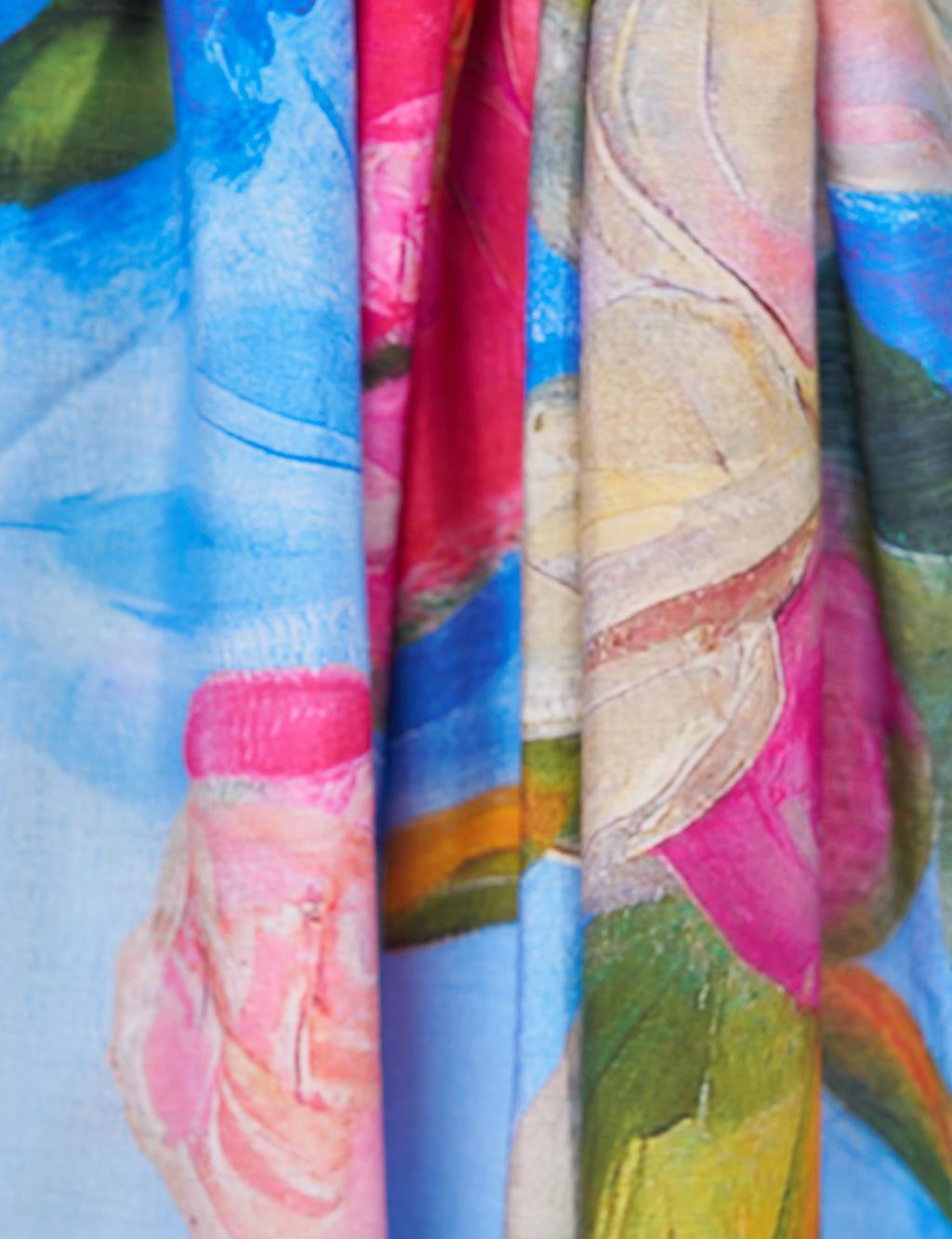 Suluboya Efektli Viskon Şal Lacivert 