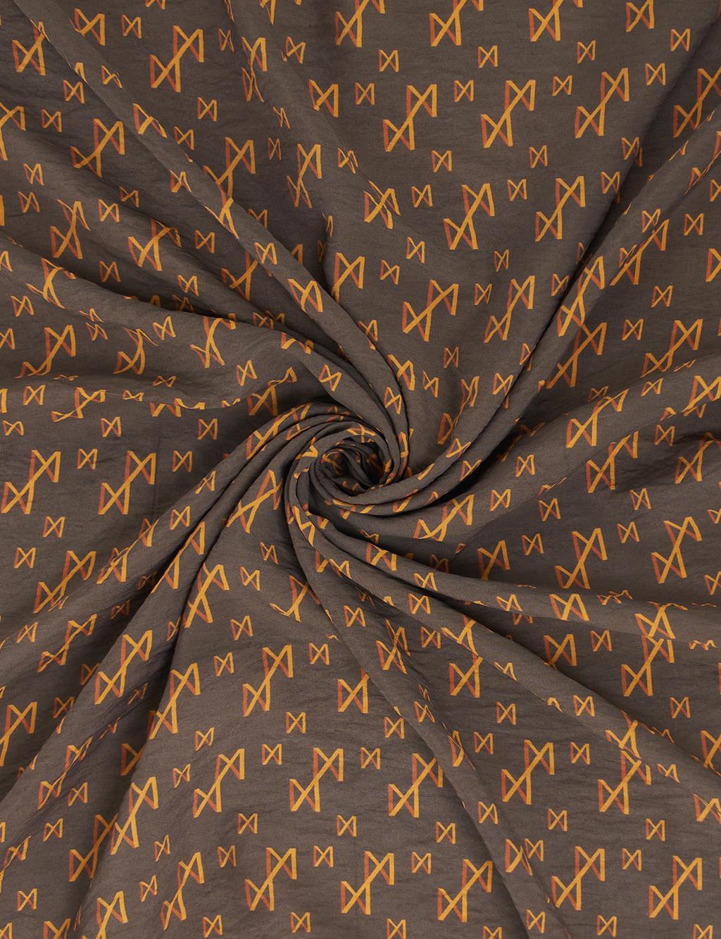 Desenli Viskon Eşarp Koyu Kahve 