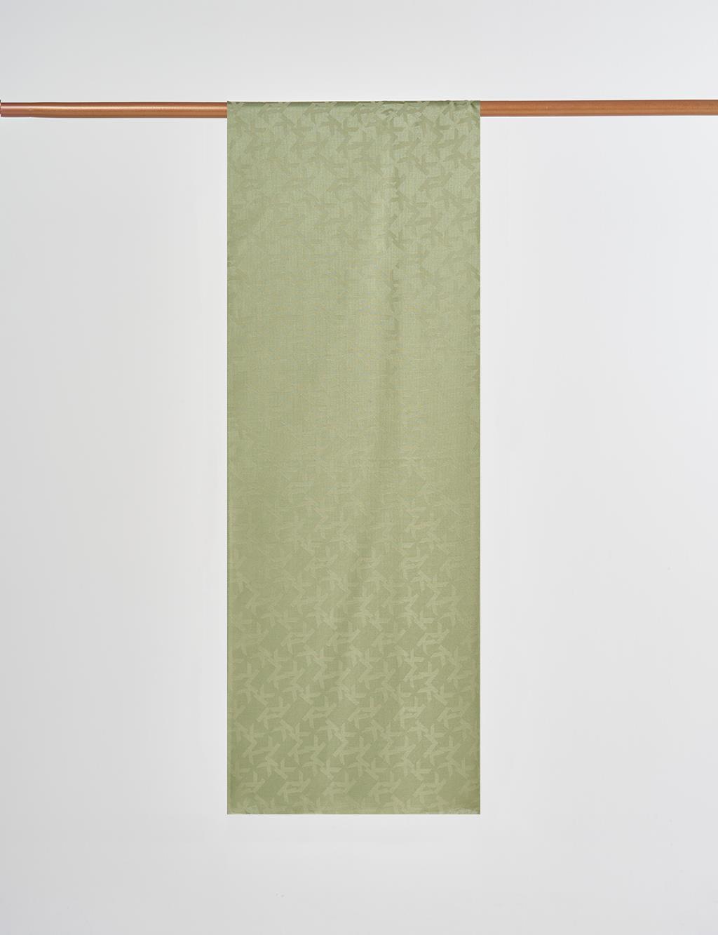 Jacquard Shawl with Logo Detail Aqua Green