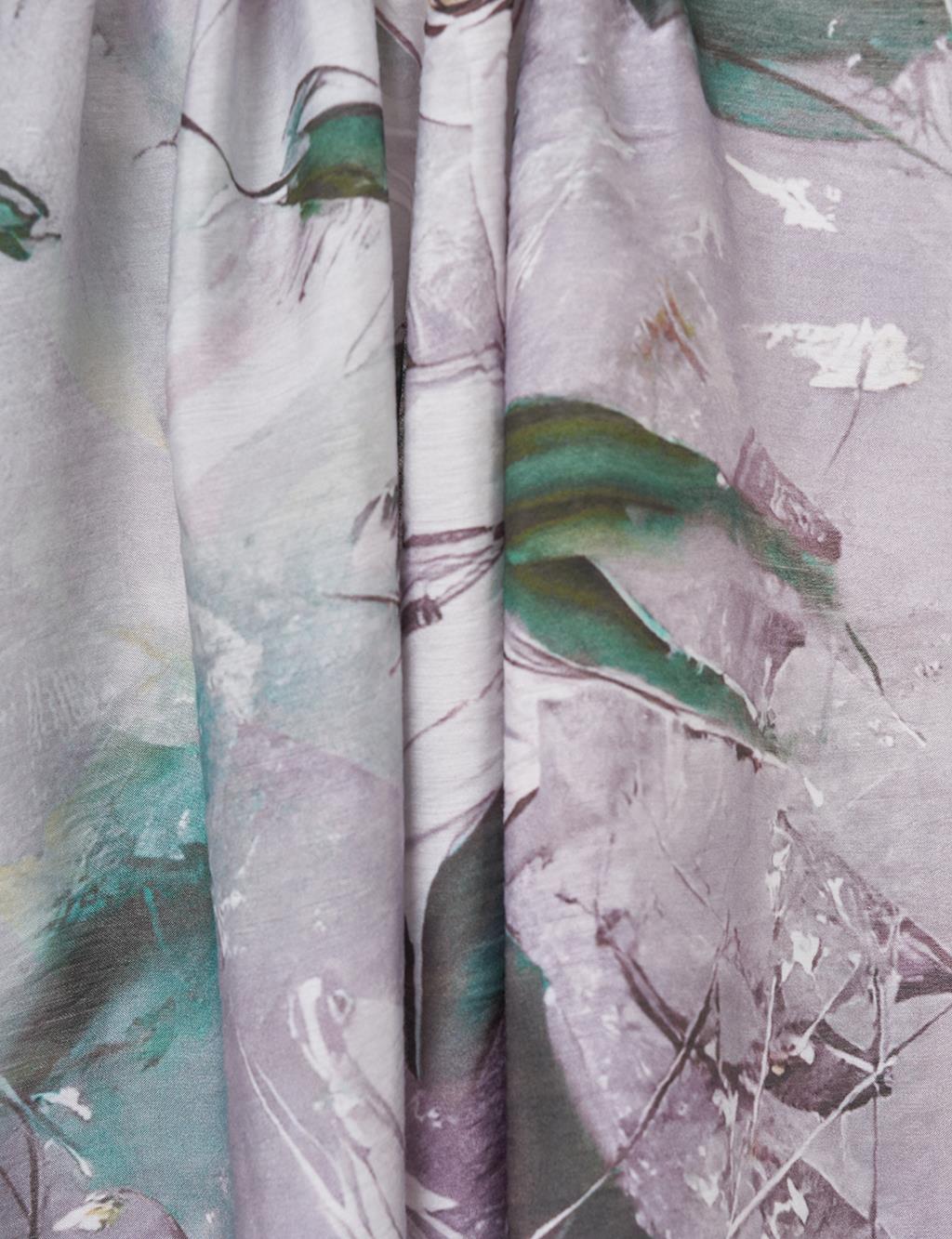 Çiçek Desen Viskon Şal Gri