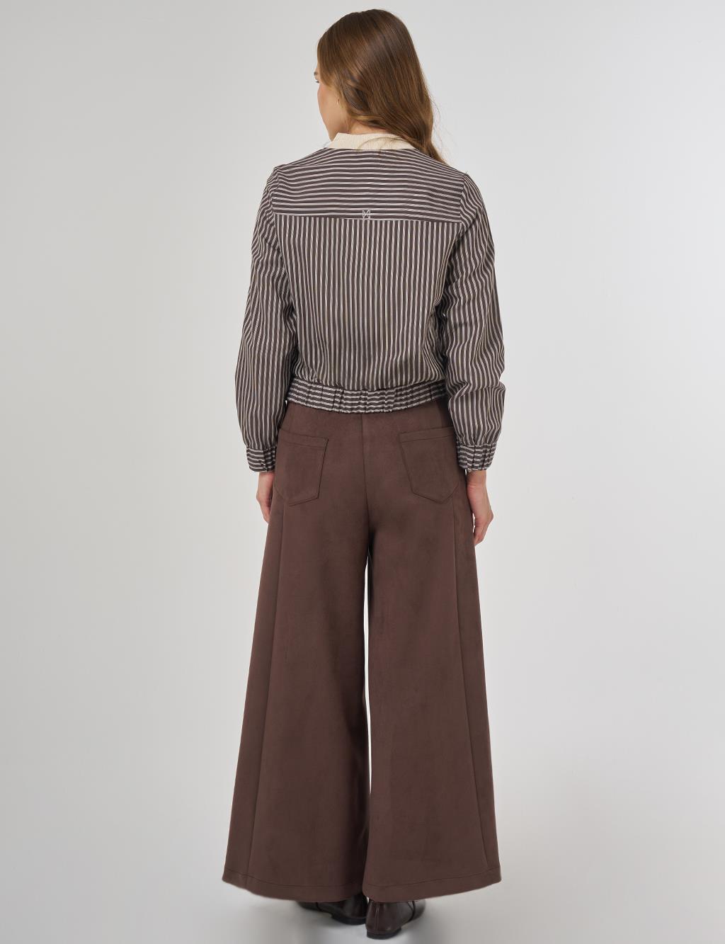 College Collar Viscose Blouse Brown