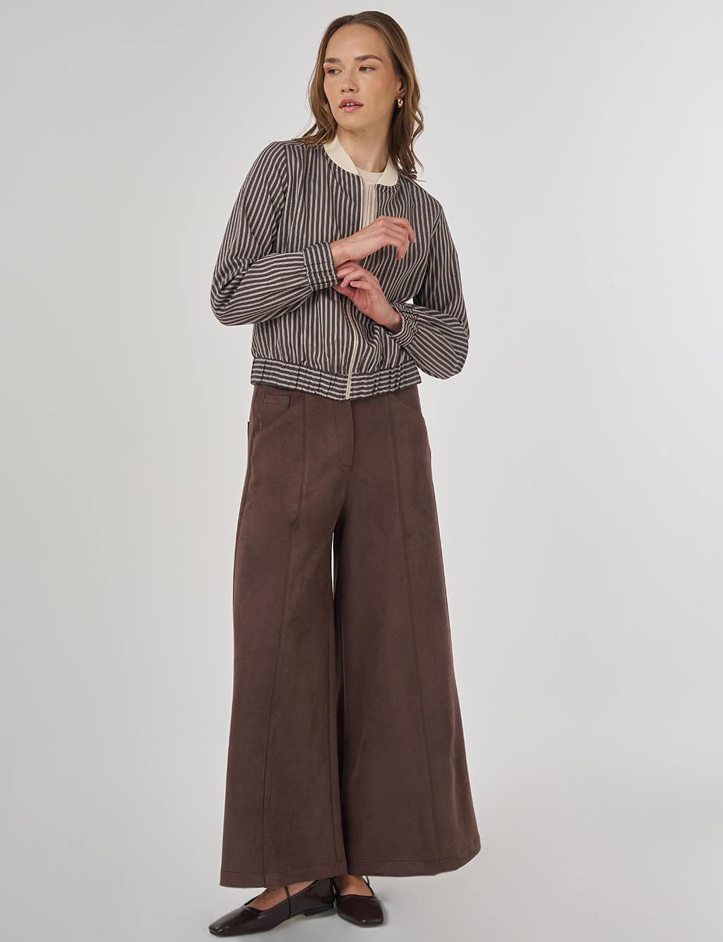 College Collar Viscose Blouse Brown