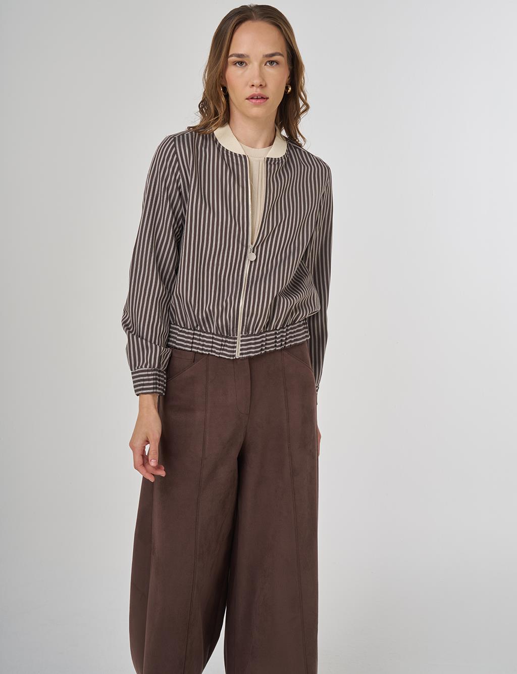 College Collar Viscose Blouse Brown