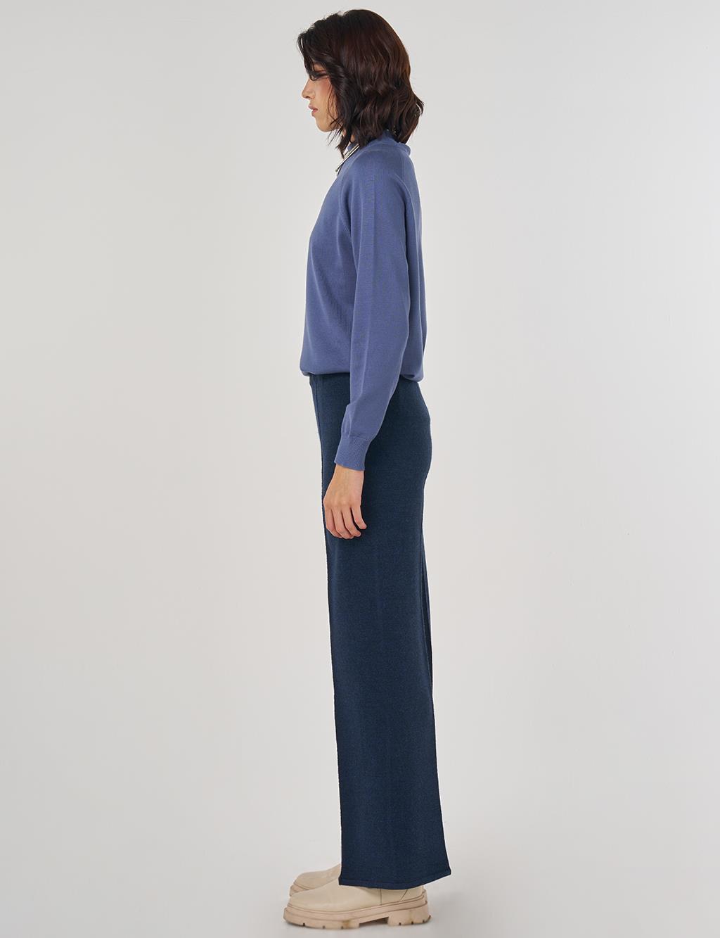 Ribbed Knit Pants Navy