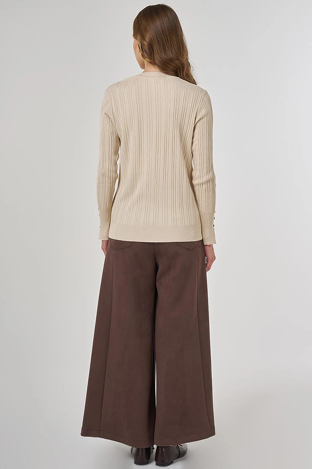 Accessory Buttoned Knit Sweater Stone