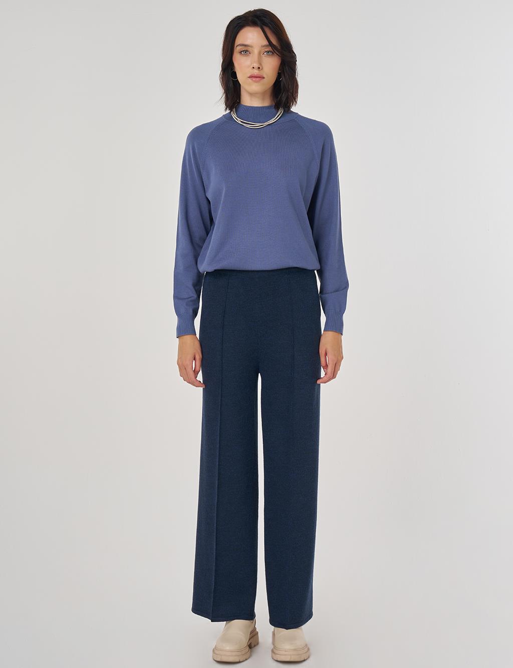 Ribbed Knit Pants Navy
