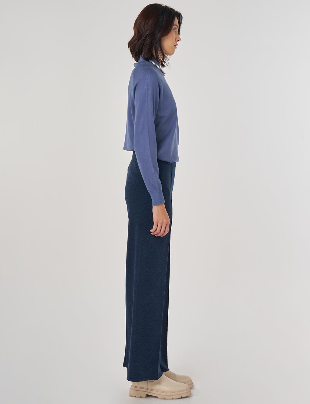 Ribbed Knit Pants Navy