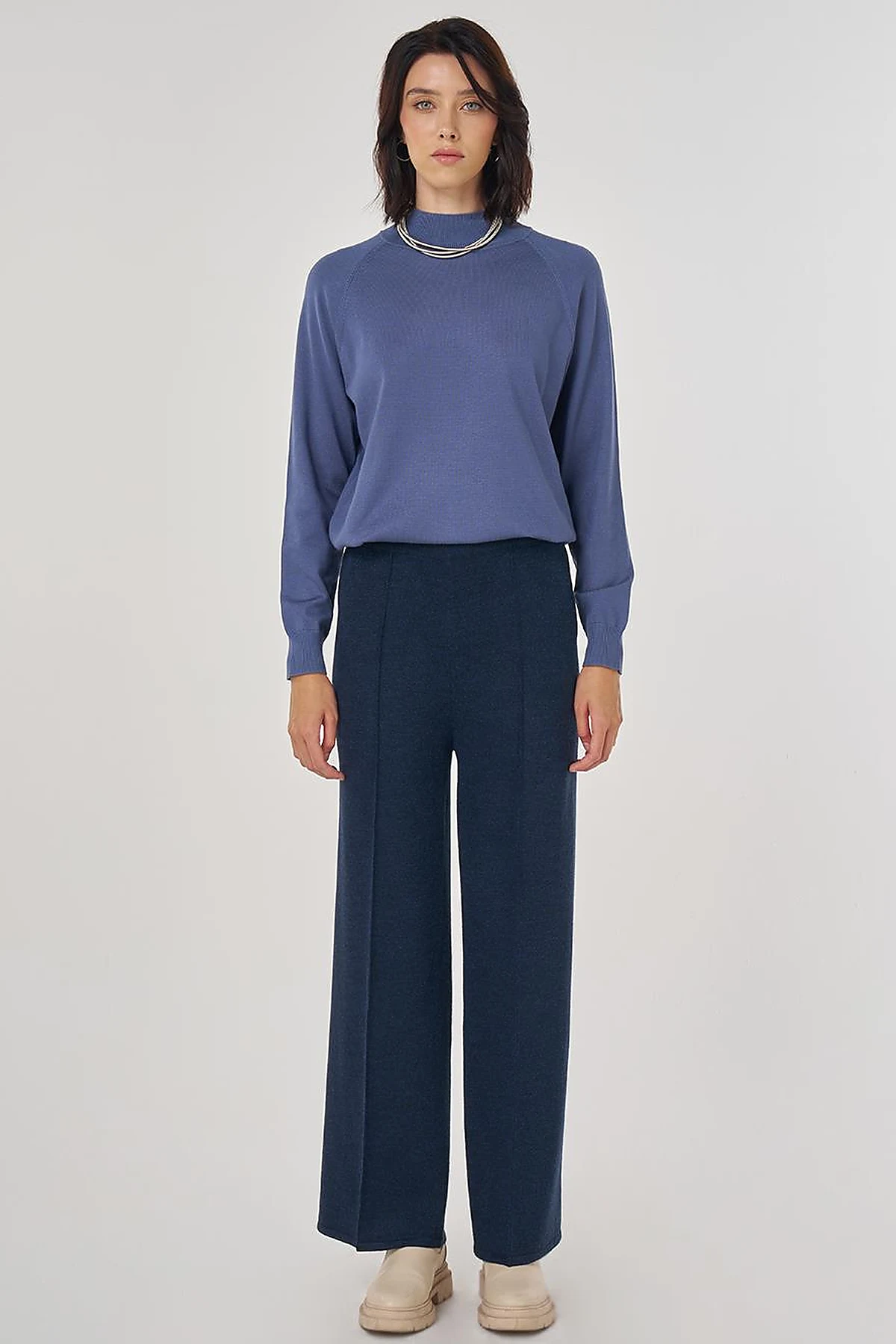 Ribbed Knit Pants Navy