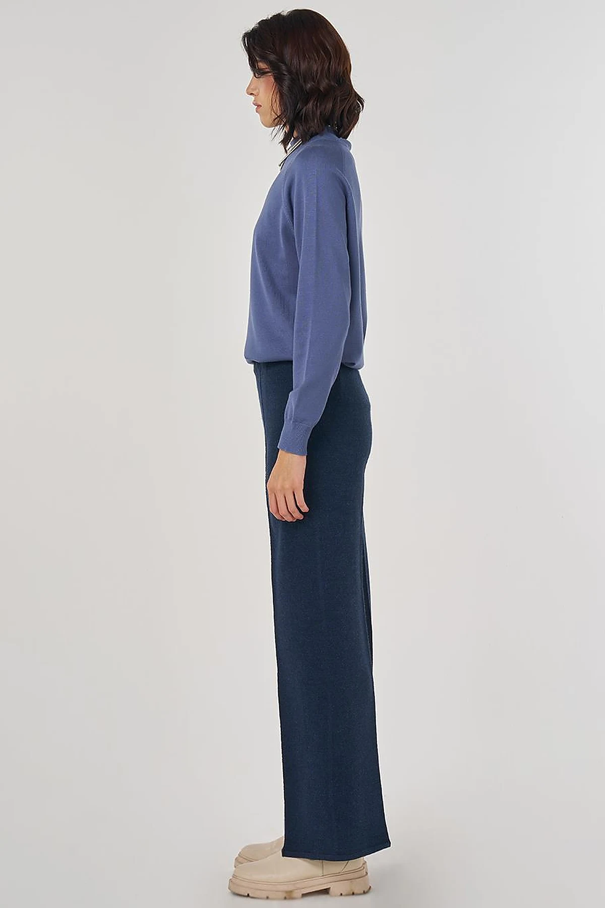 Ribbed Knit Pants Navy
