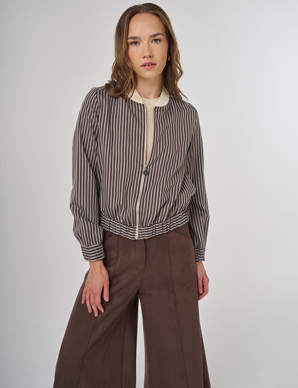 College Collar Viscose Blouse Brown