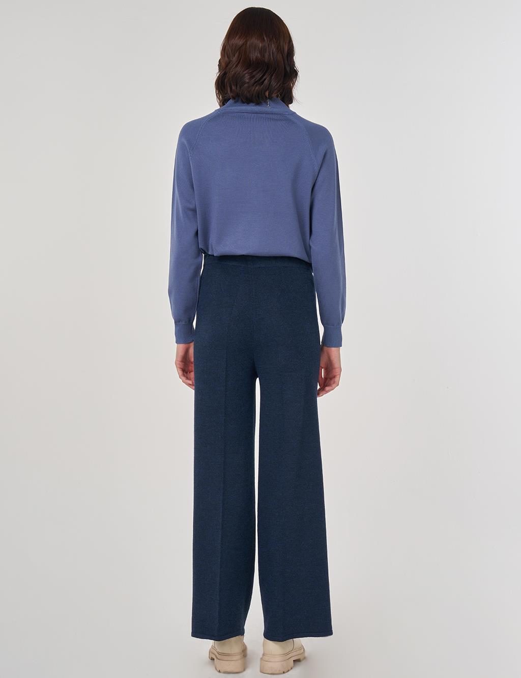 Ribbed Knit Pants Navy