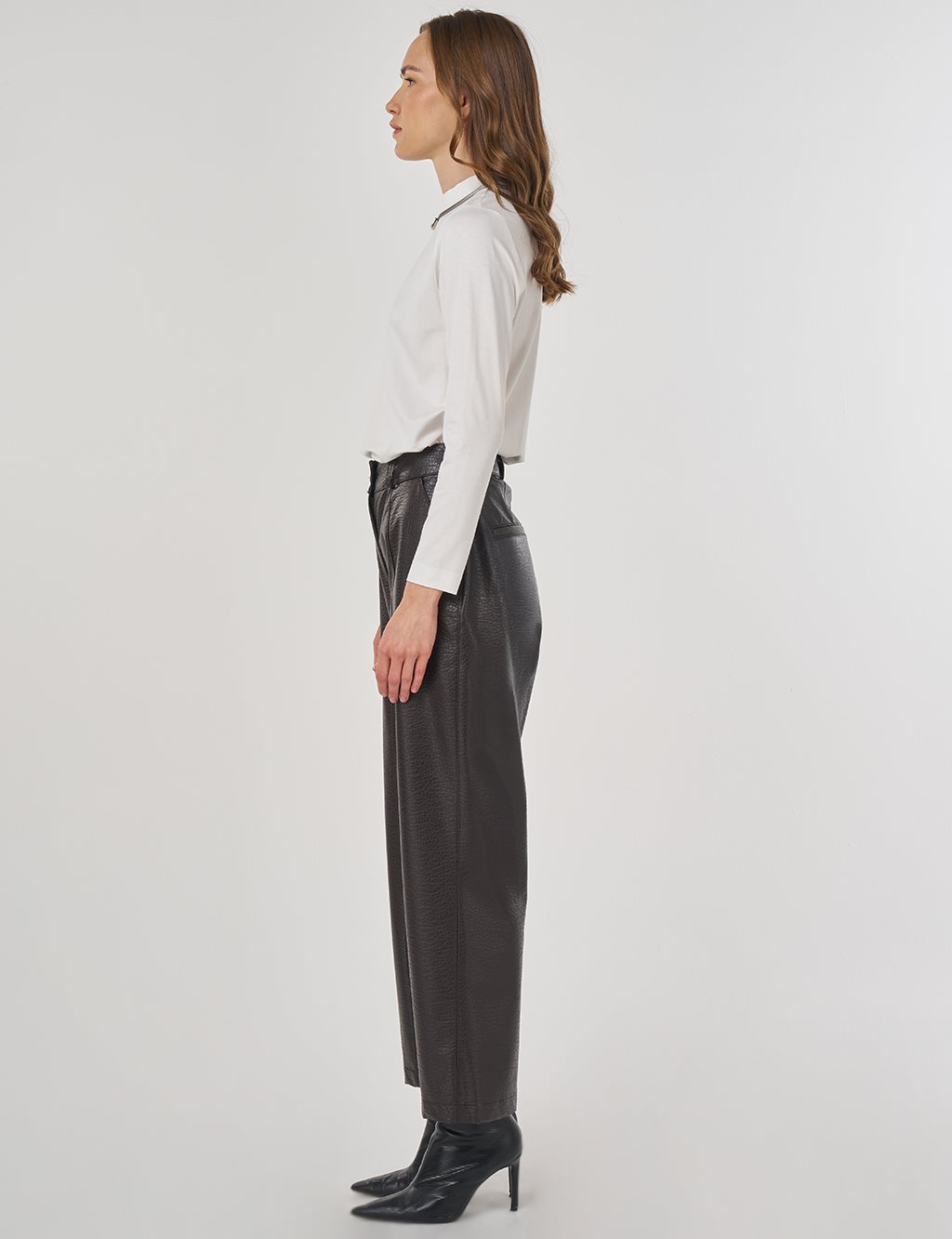 Seam Stitch Faux Leather Pants Dark Brown