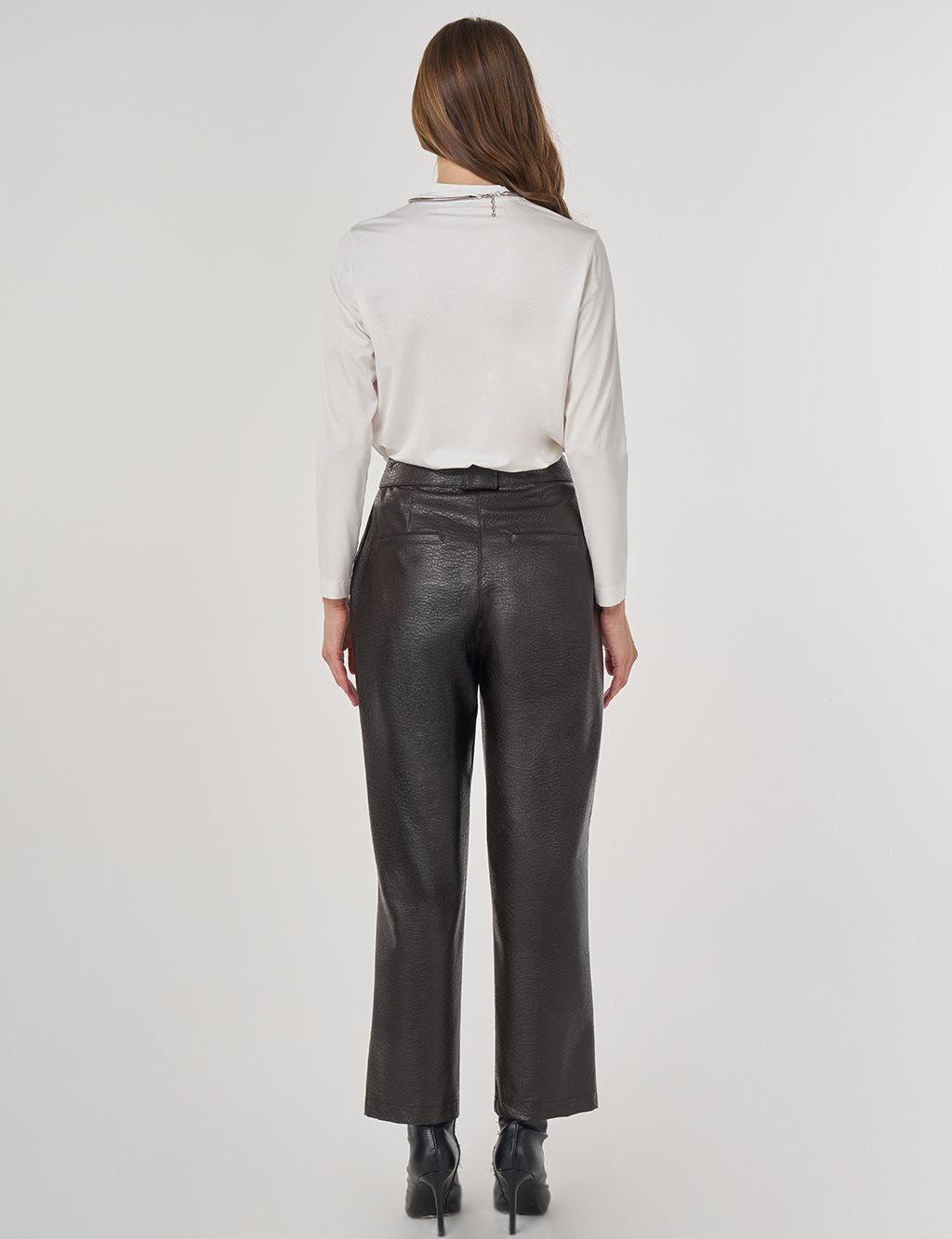 Seam Stitch Faux Leather Pants Dark Brown
