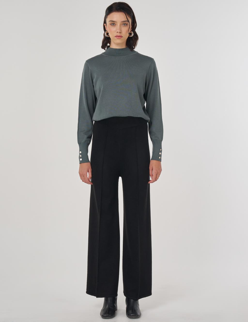 Ribbed Knit Pants Black