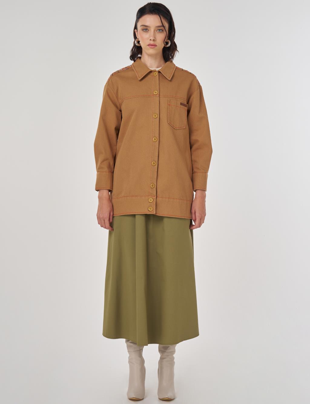 Embroidered Canvas Jacket Tobacco