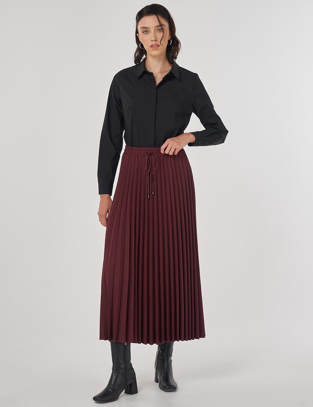 Pleated Skirt Burgundy