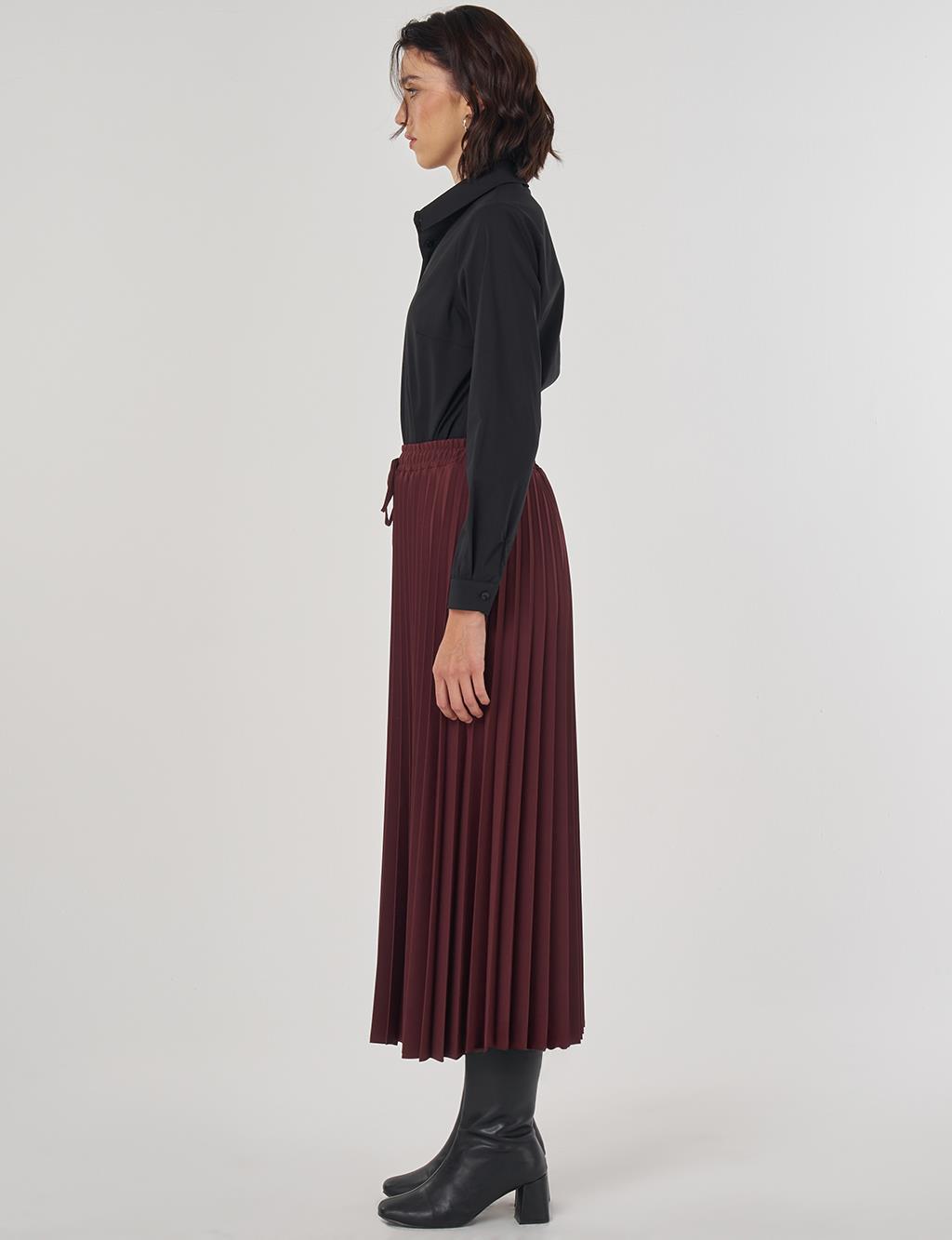 Pleated Skirt Burgundy