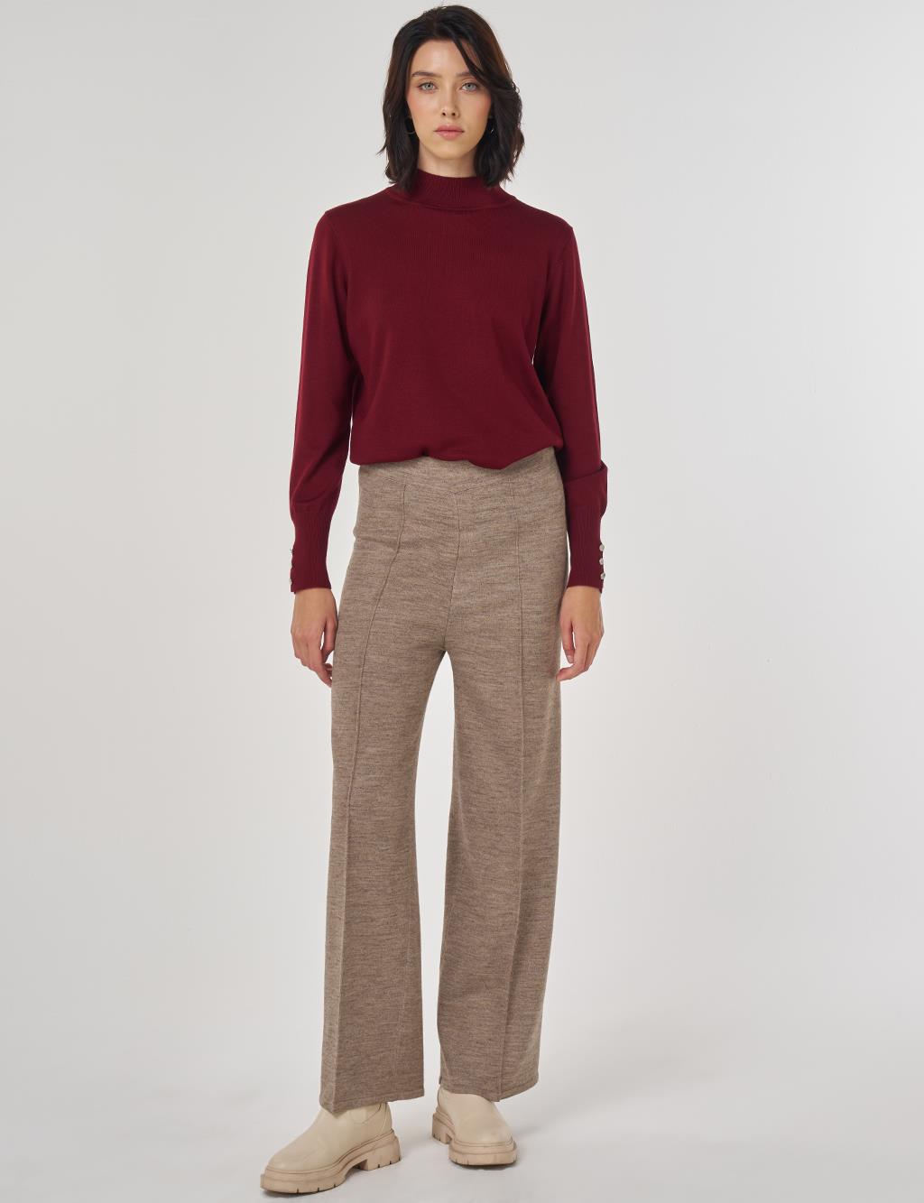 Ribbed Knit Pants Beige