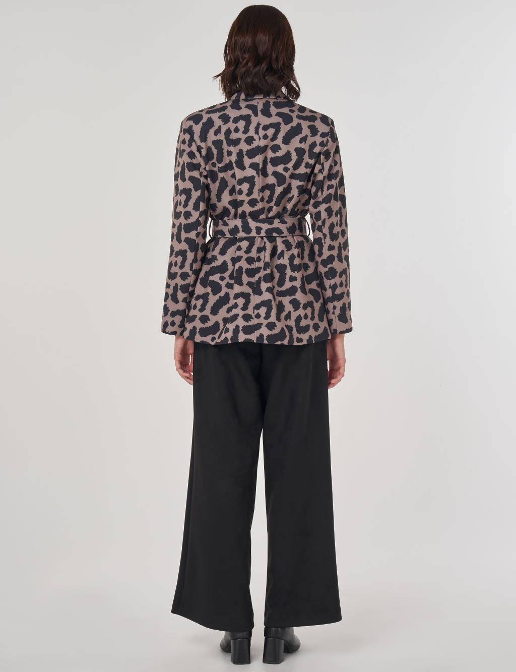 Leopard Pattern Blazer Jacket Taupe