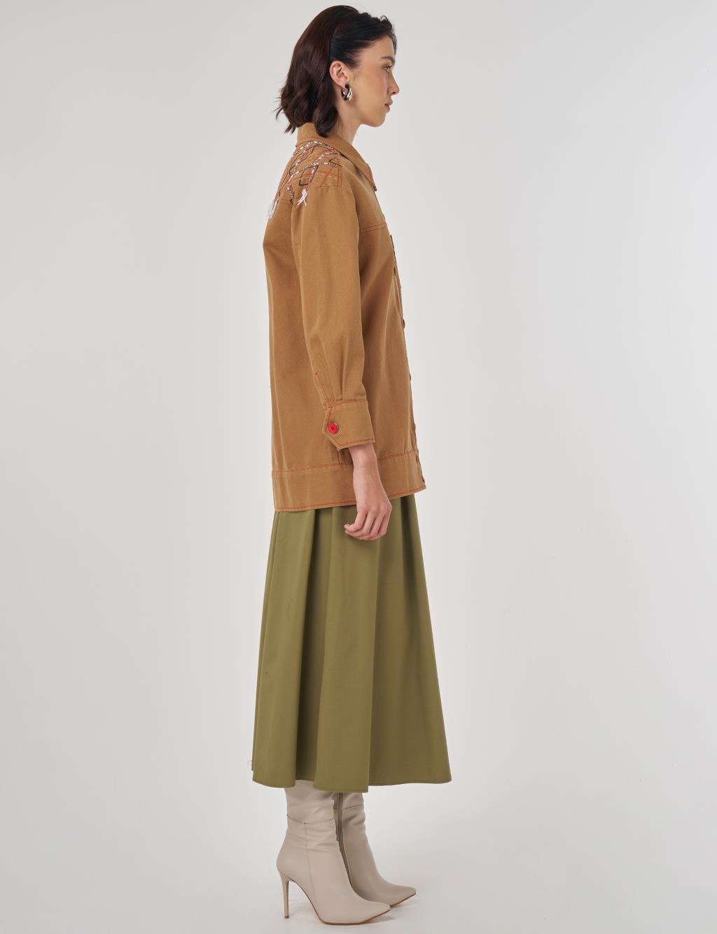 Embroidered Canvas Jacket Tobacco