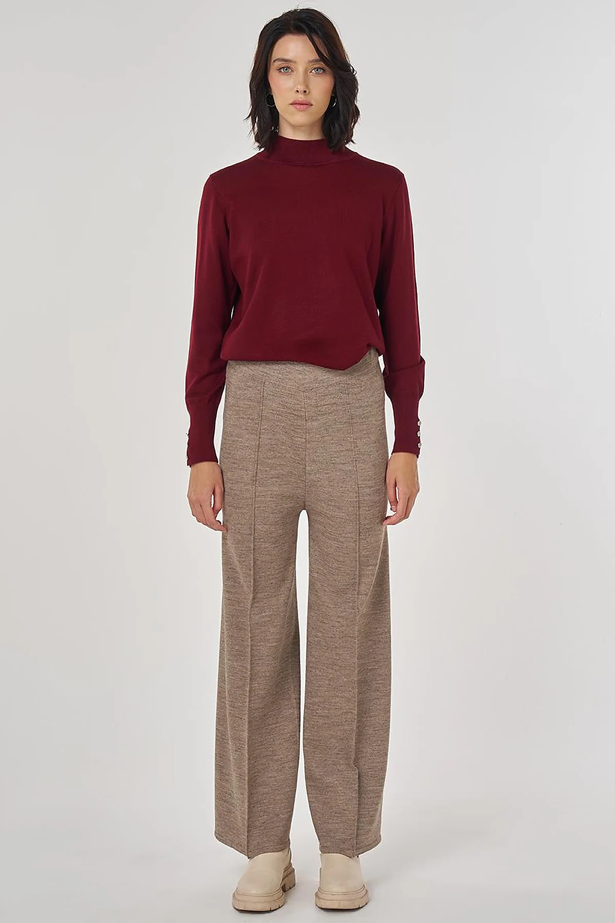 Ribbed Knit Pants Beige