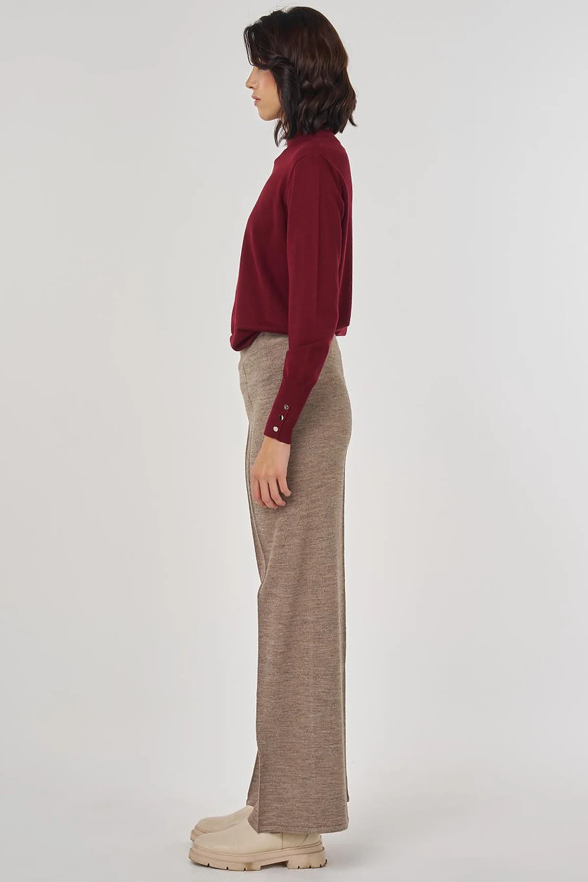 Ribbed Knit Pants Beige