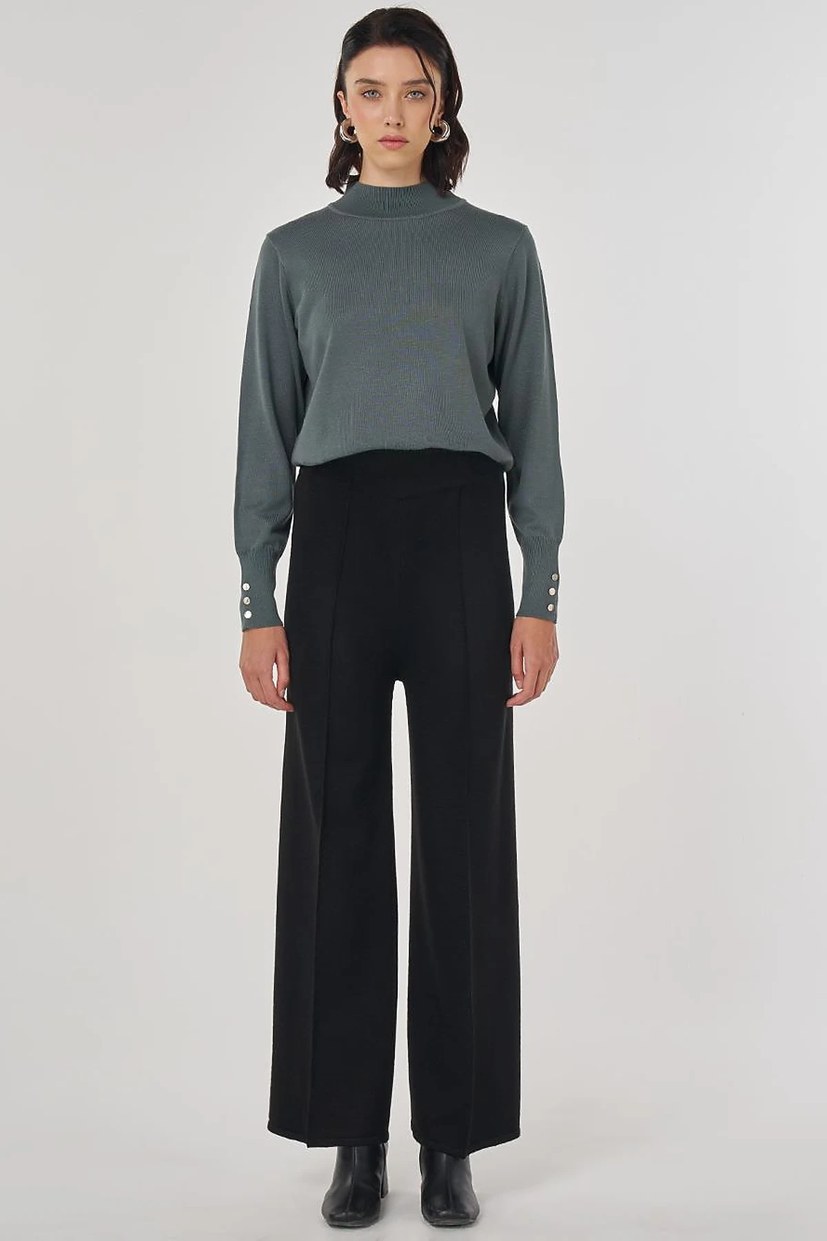 Ribbed Knit Pants Black
