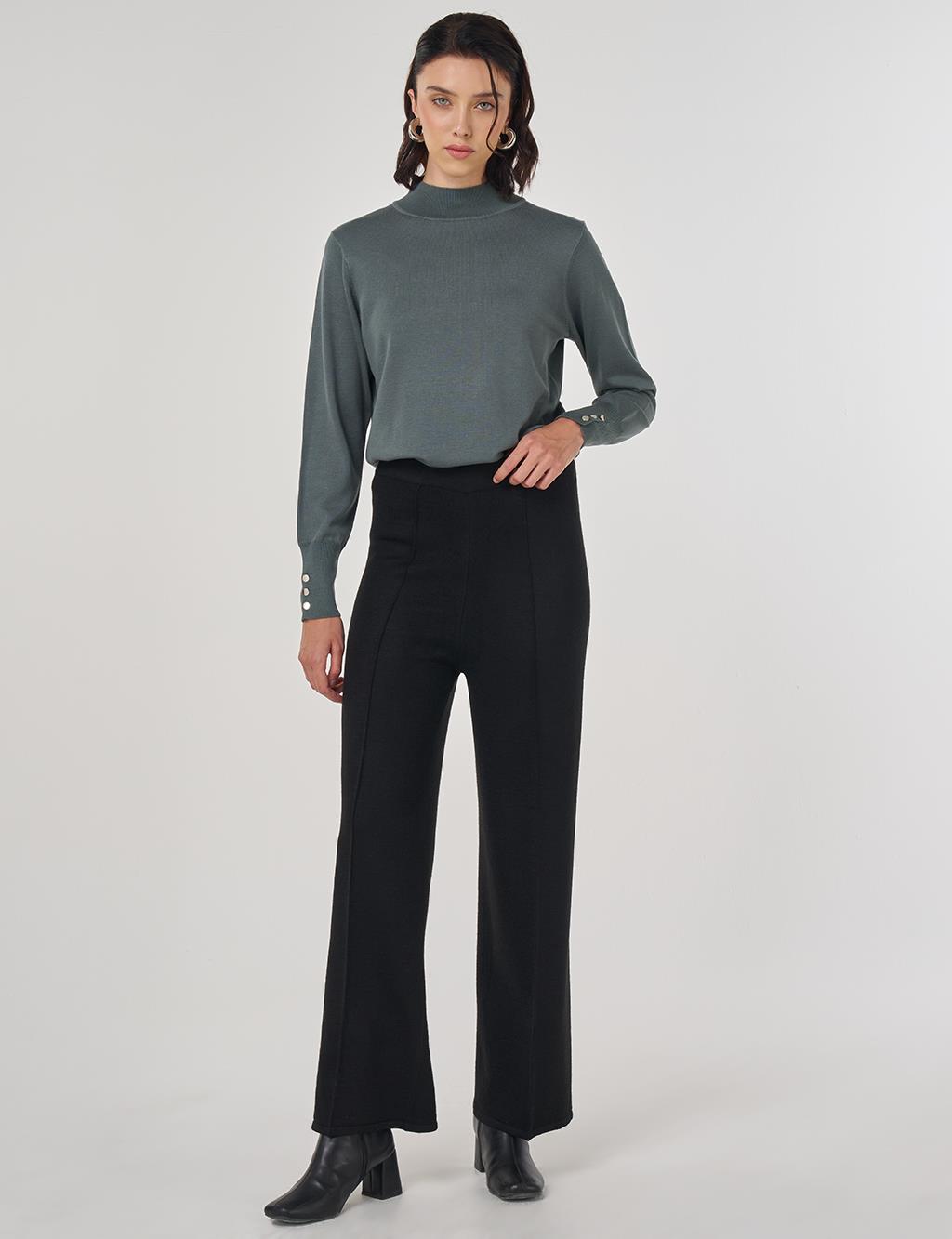 Ribbed Knit Pants Black