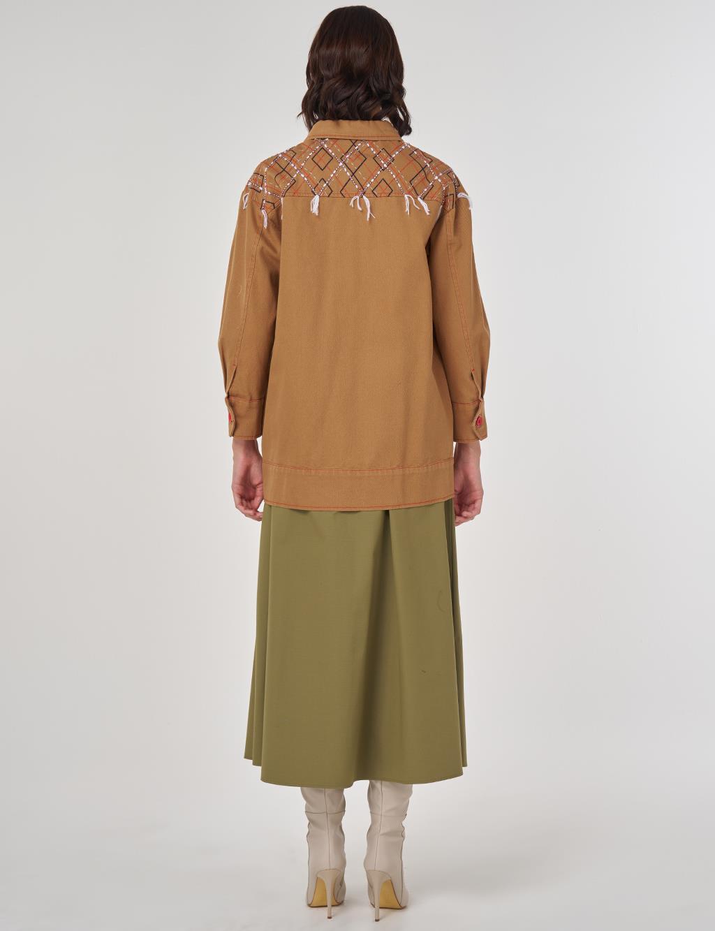 Embroidered Canvas Jacket Tobacco