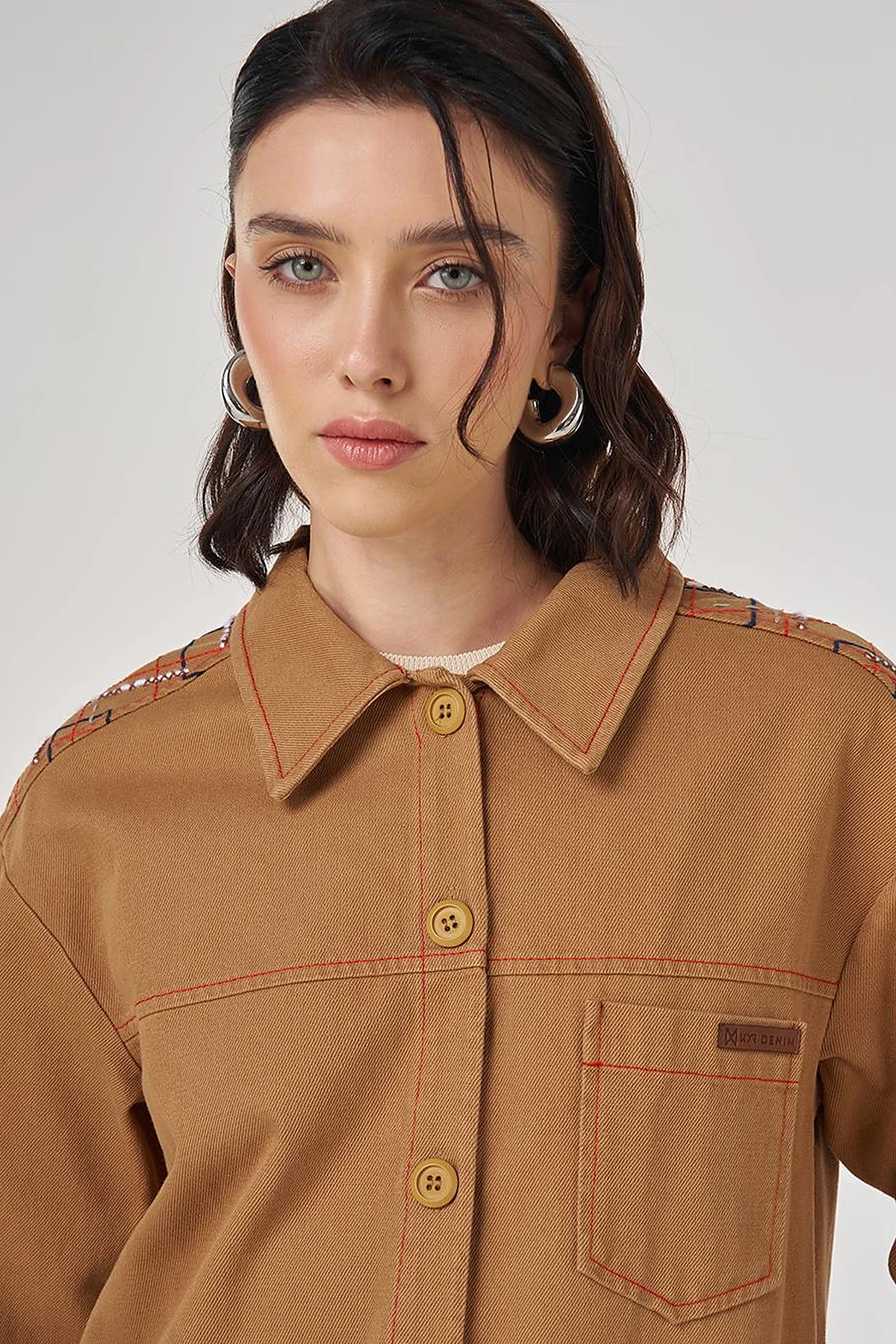 Embroidered Canvas Jacket Tobacco