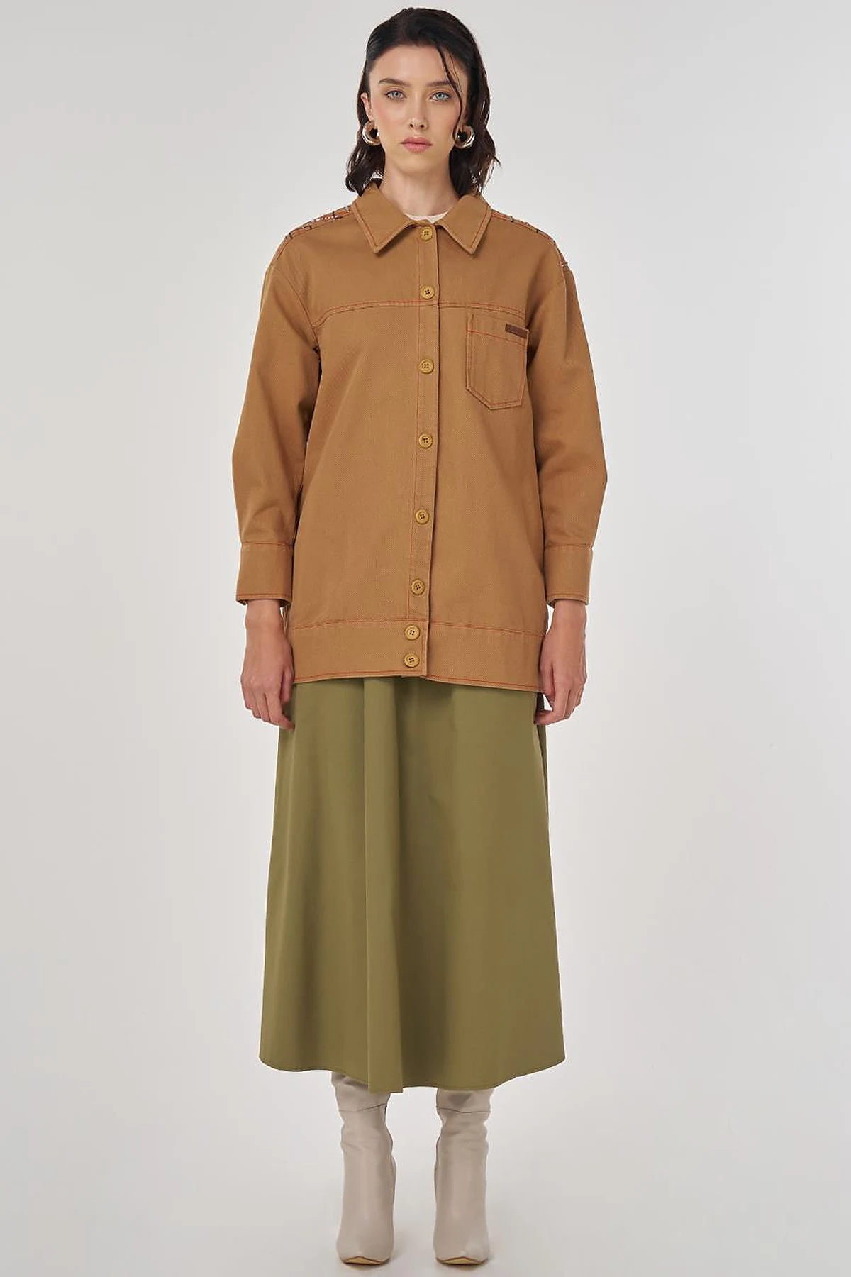 Embroidered Canvas Jacket Tobacco