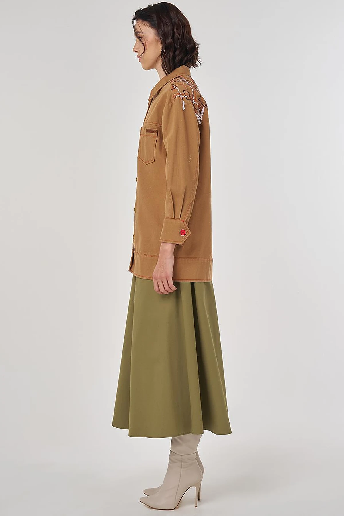 Embroidered Canvas Jacket Tobacco