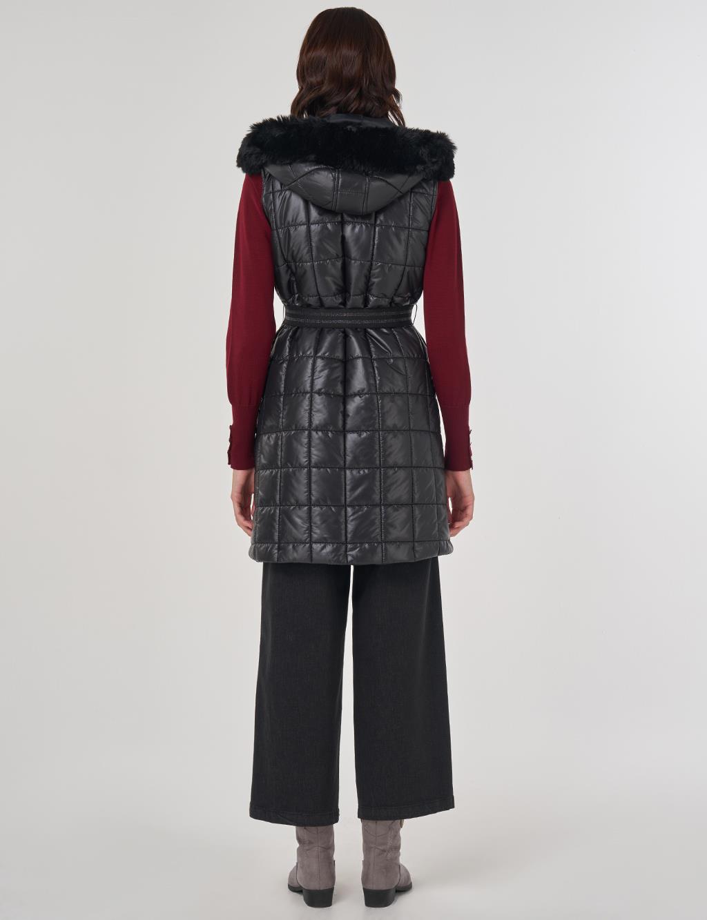 Suni Kürklü Şişme Yelek Siyah 