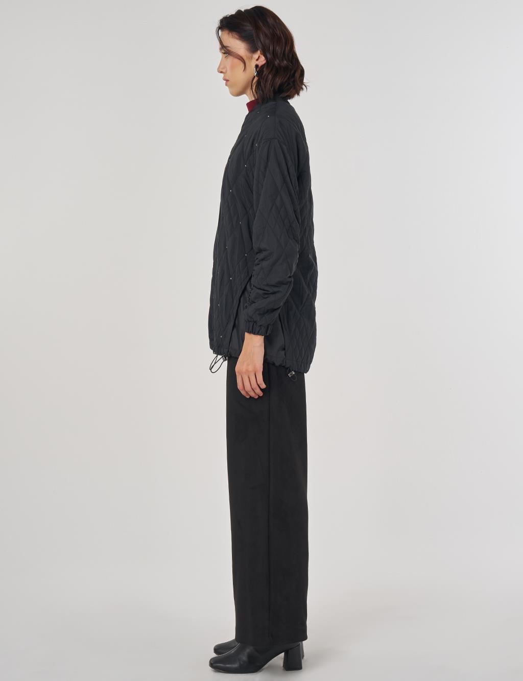 Embossed Pattern Jacket Black