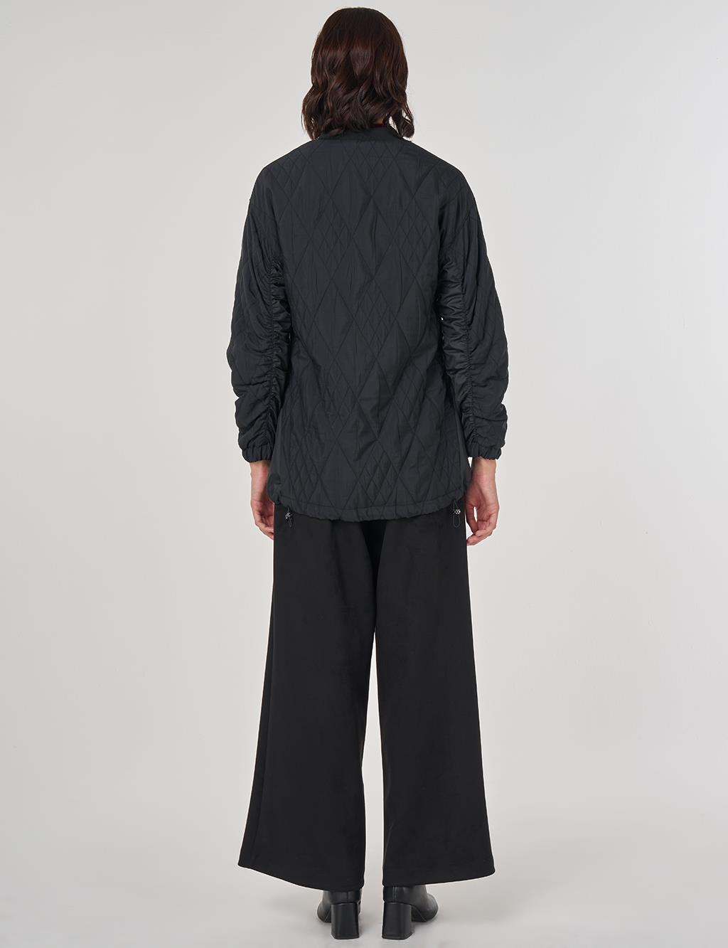 Embossed Pattern Jacket Black