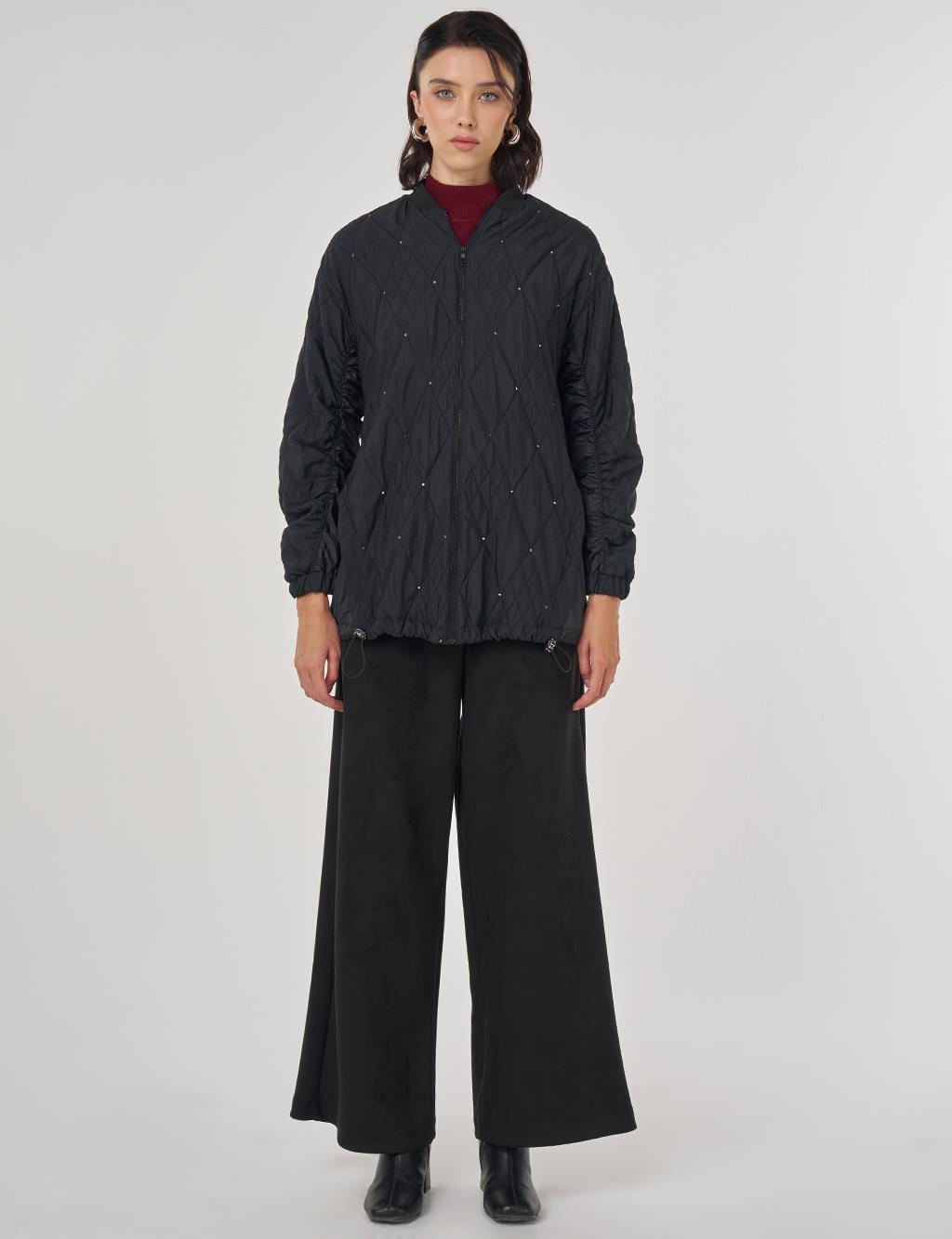 Embossed Pattern Jacket Black