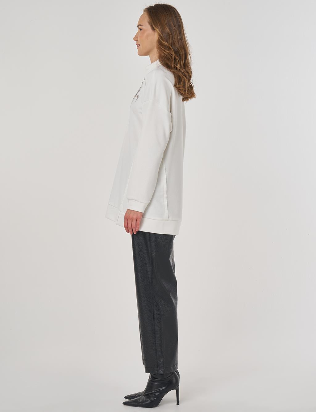 Hotfix Printed Three-Thread Sweatshirt Ecru