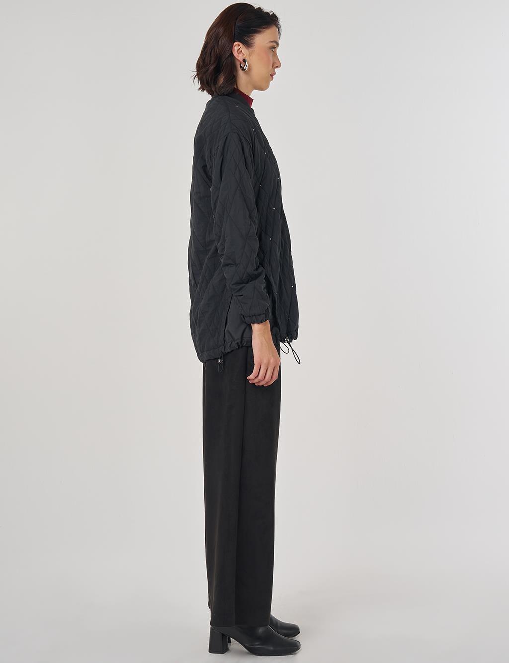 Embossed Pattern Jacket Black