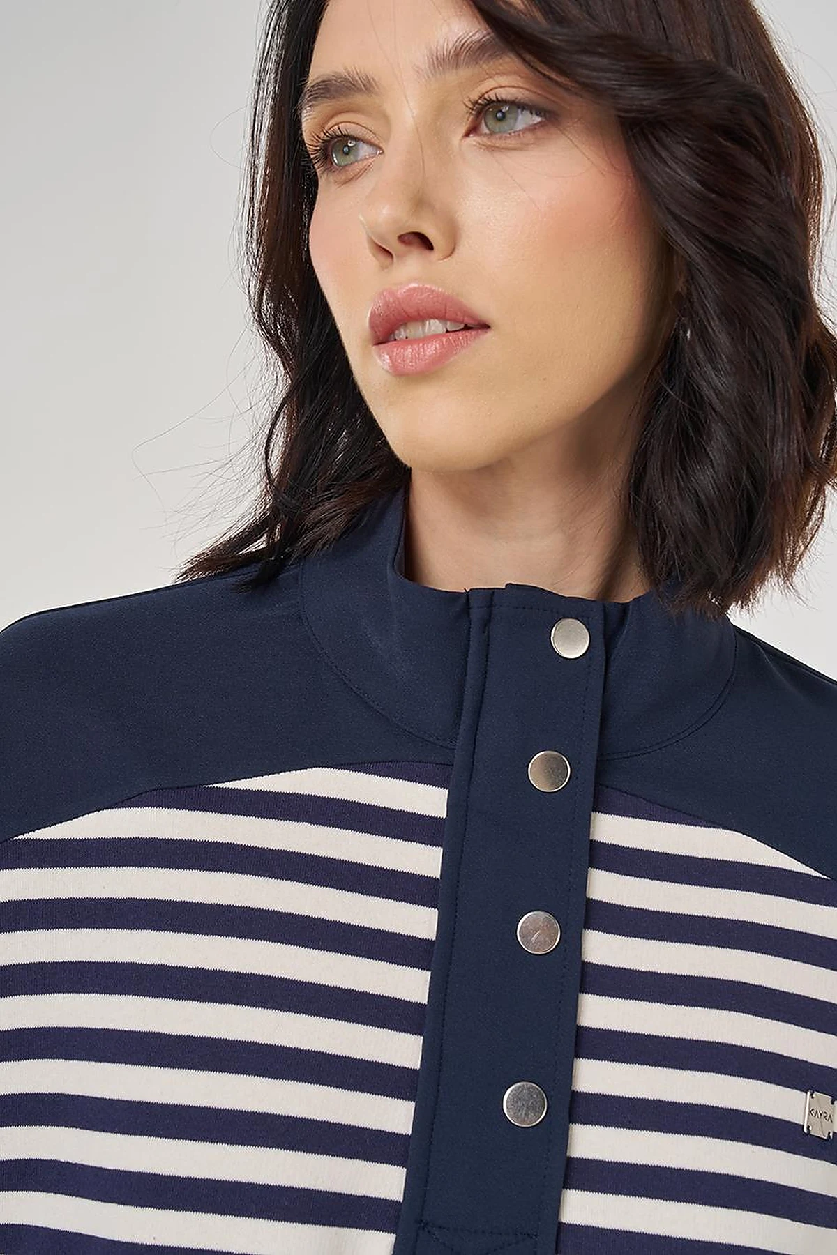 Drop Shoulder Stripe Pattern Sweatshirt Optic White