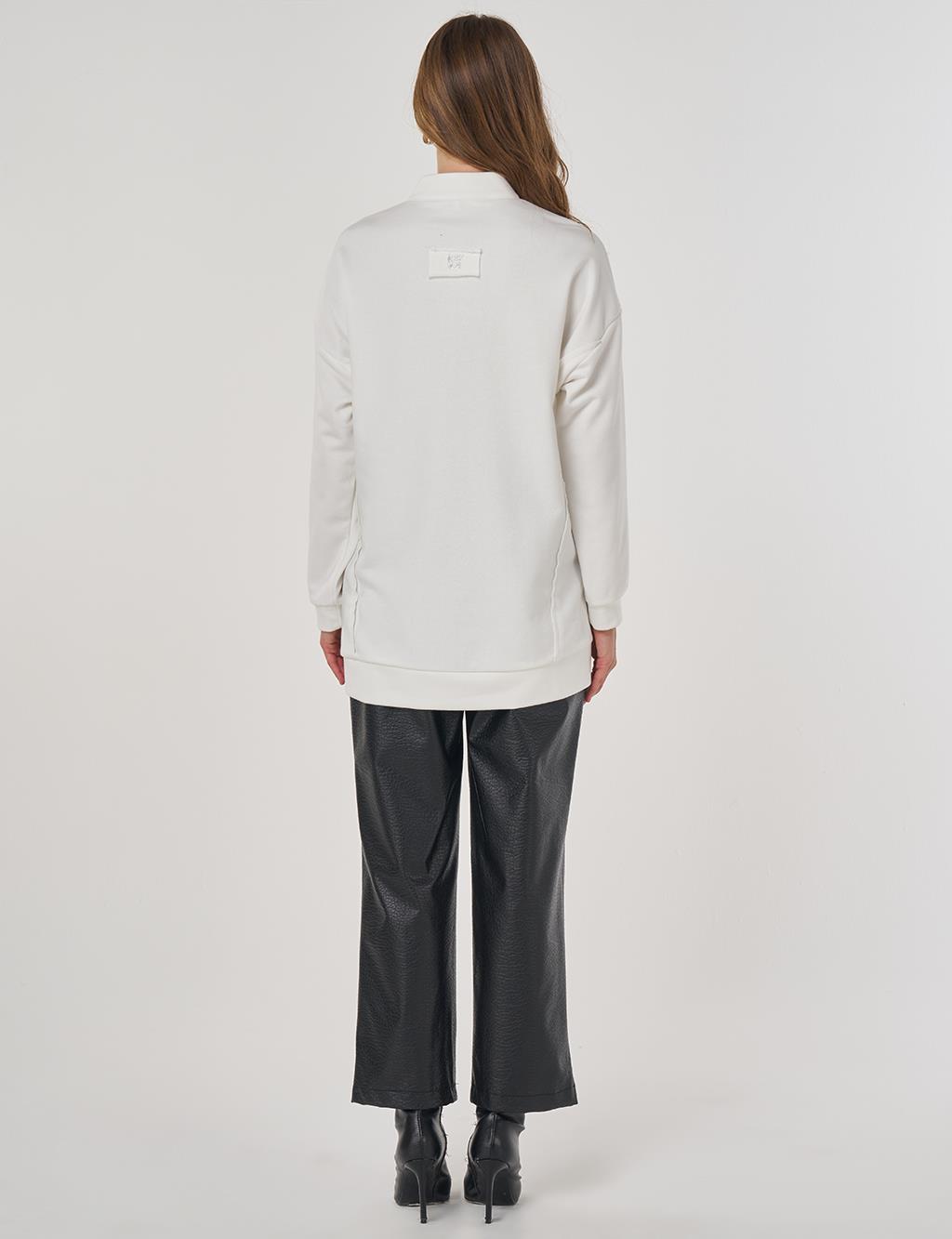 Hotfix Printed Three-Thread Sweatshirt Ecru