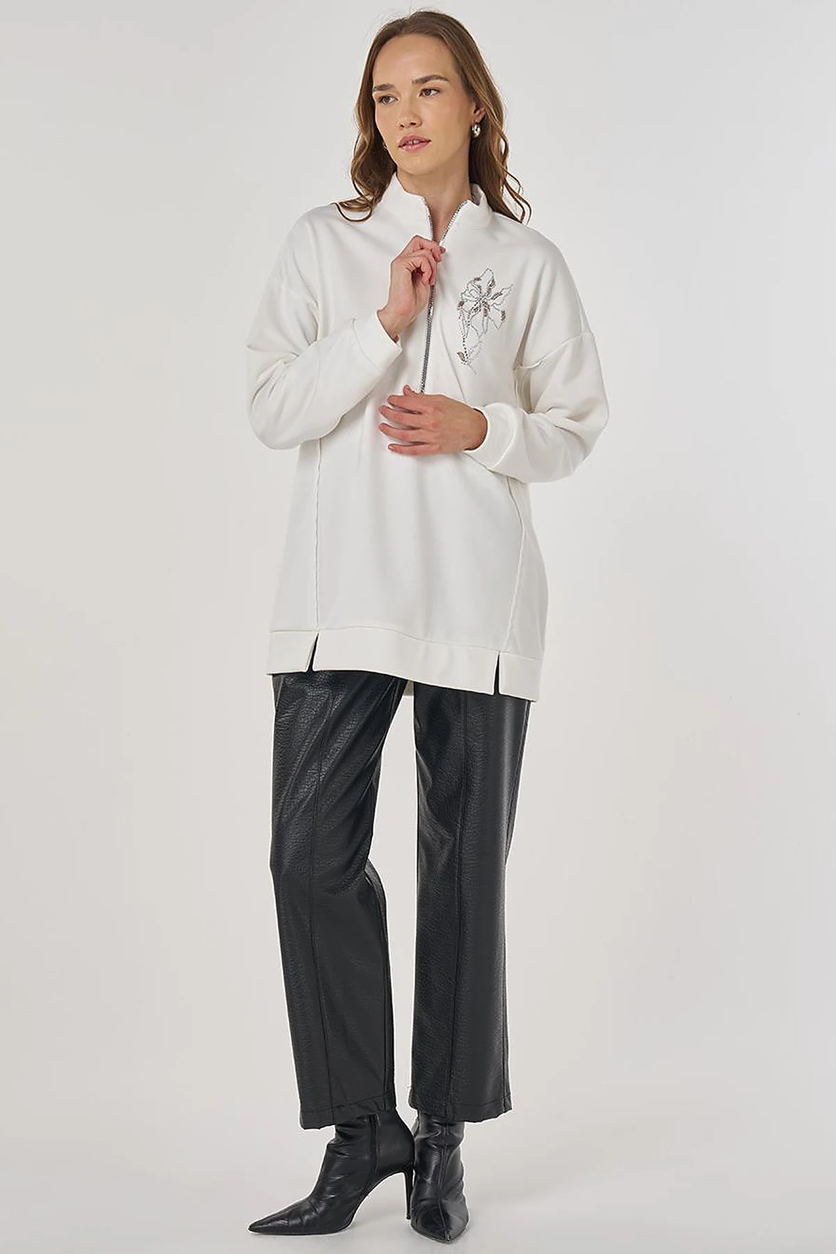 Hotfix Printed Three-Thread Sweatshirt Ecru