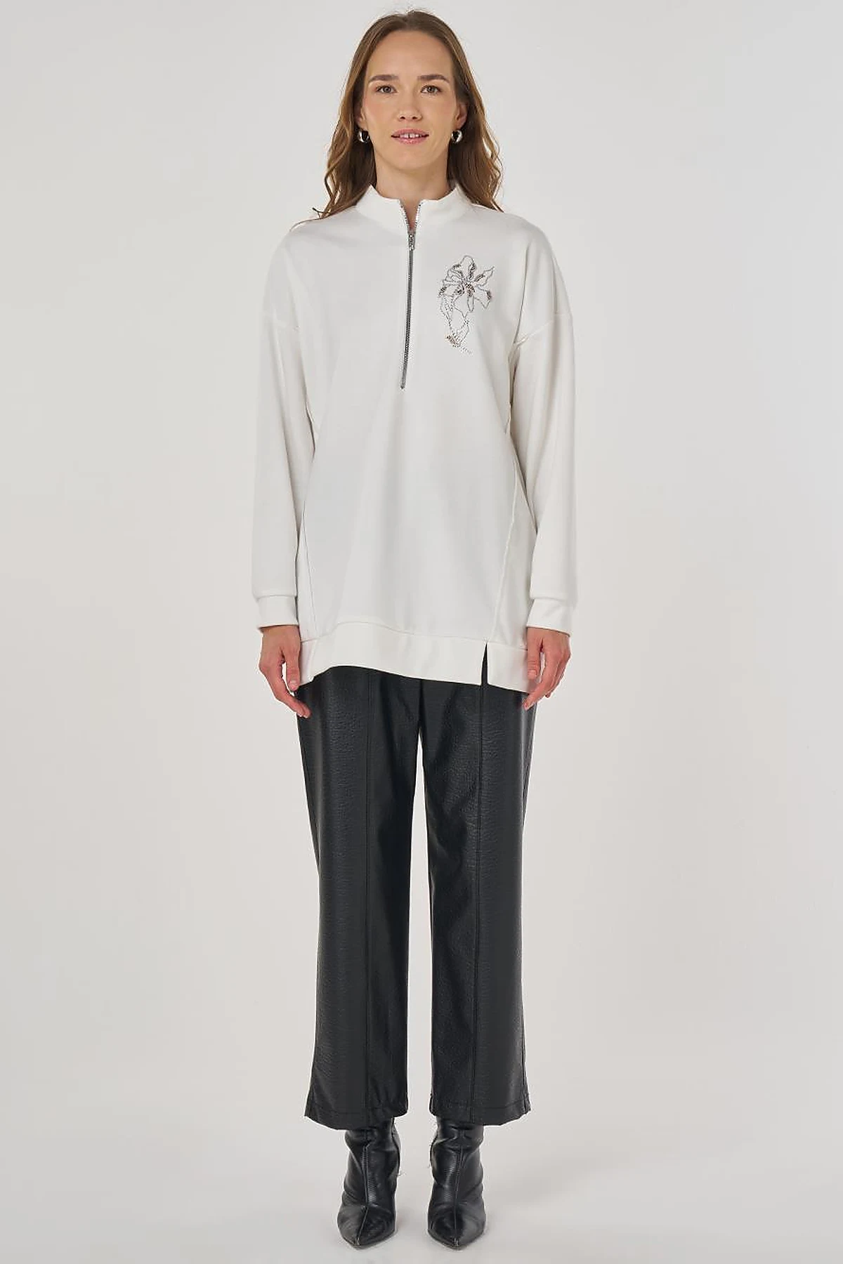 Hotfix Printed Three-Thread Sweatshirt Ecru