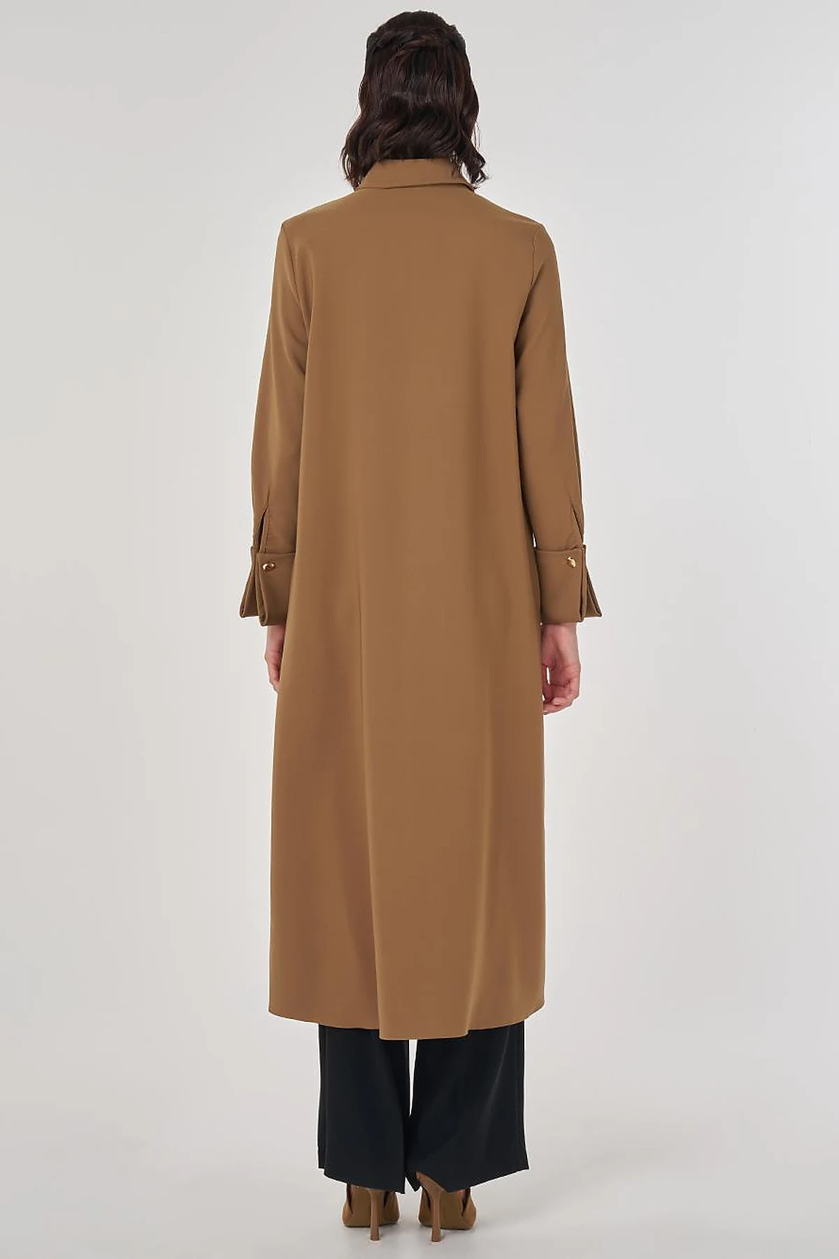 Shiny Button Long Tunic Dark Olive