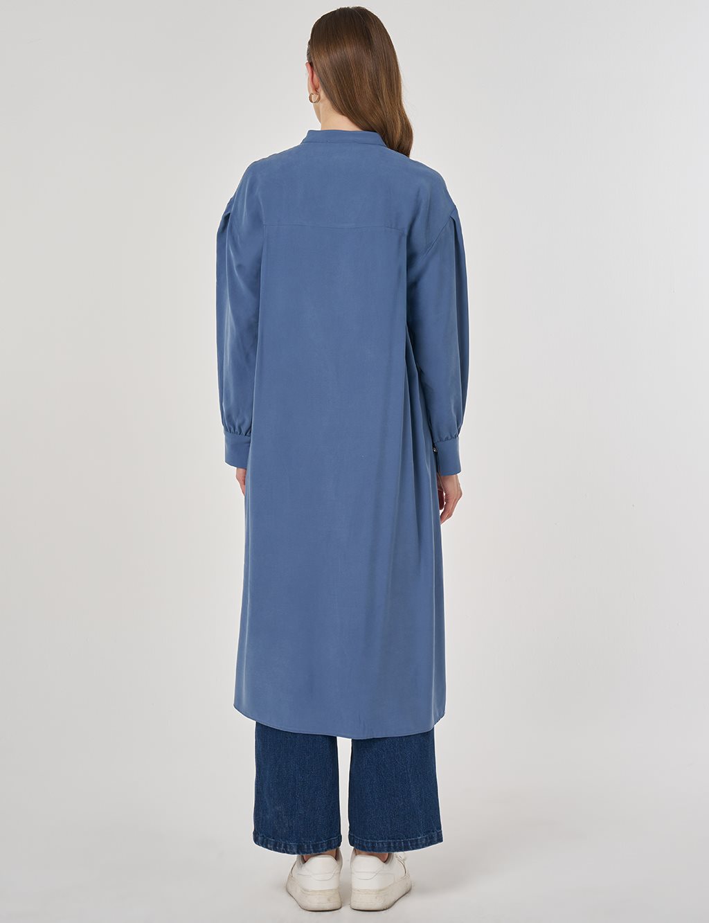 Hakim Yaka Rayon Uzun Tunik İndigo 