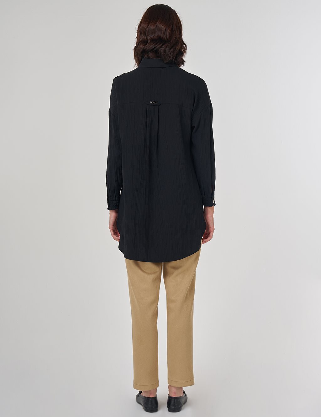 Embroidered Appliqué Viscose Tunic Black