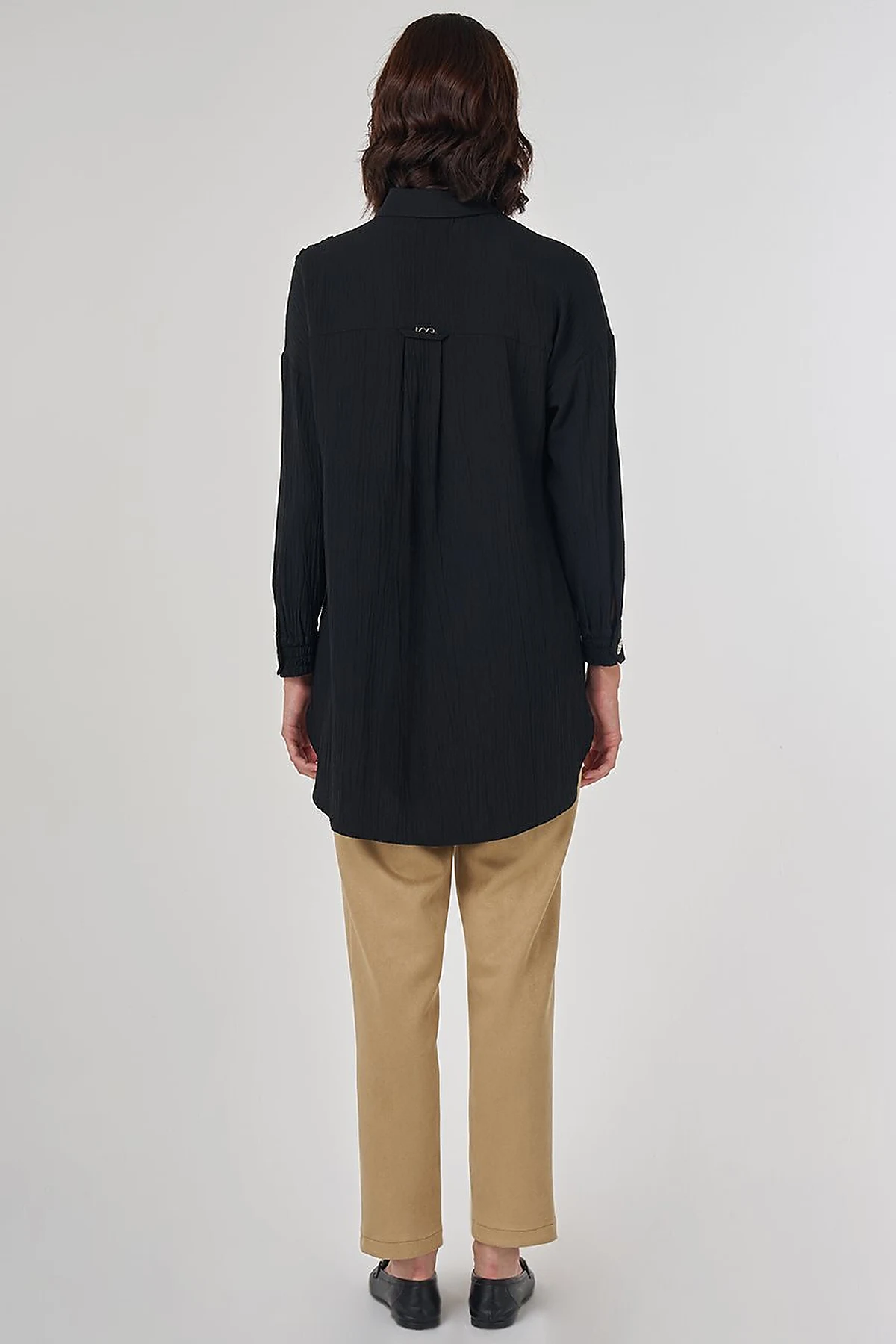 Embroidered Appliqué Viscose Tunic Black